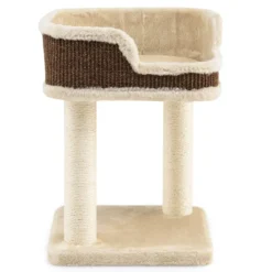 Kratzbaum Katzenbaum-Spielzentrum mit Plüsch Ausgelegter Natursisalturm Beige