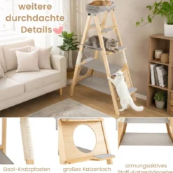 Kratzbaum & Leiter mit Sisal-Kratzpfosten & Gepolstertem Liegeplatz Faltbarer Katzenbaum