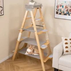 Kratzbaum & Leiter mit Sisal-Kratzpfosten & Gepolstertem Liegeplatz Faltbarer Katzenbaum