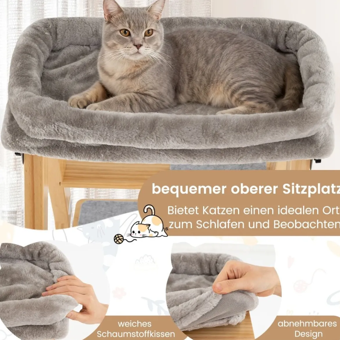 Kratzbaum & Leiter mit Sisal-Kratzpfosten & Gepolstertem Liegeplatz Faltbarer Katzenbaum
