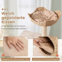 Kratzbaum mit Katzenhöhle 150 cm hoch Katzenbaum mit Hängematte bis 10 kg Beige+Natur