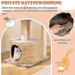 Kratzbaum mit Katzenhöhle & Plattformen & Ball & Sitzstange & Kissen Katzenbaum Kletterbaum