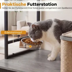 Kratzbaum mit Katzenklo-Schrank 117,5 cm Mehrstöckiger Katzenbaum Katzenkratzbaum mit Futterstation