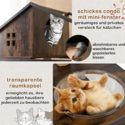 Kratzbaum mit Katzenklo Schrank Katzenschrank für Katzentoilette Katzenbaum mit Katzenhaus Braun