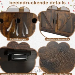 Kratzbaum mit Katzenklo Schrank Katzenschrank für Katzentoilette Katzenbaum mit Katzenhaus Braun