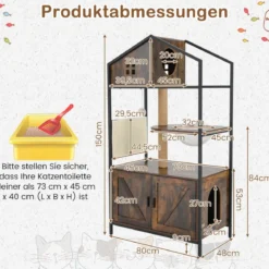 Kratzbaum mit Katzenklo Schrank Katzenschrank für Katzentoilette Katzenbaum mit Katzenhaus Braun