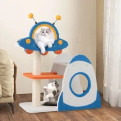 Kratzbaum mit UFO-Plattform & Sisal-Kratzsäulen Katzenkratzbaum Katzenbaum Kletterbaum