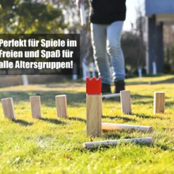 Kubb Spiel 21 TLG. Holz Familie Game Holzspiel Outdoor Spiel Wurfspiel für Kinder und Erwachsene