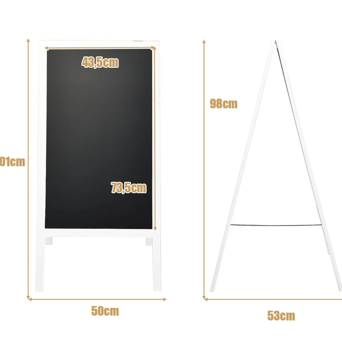 Kundenstopper Kreidetafel mit A-Förmigem Rahmen Natürliche Holzoptik 101 x 50 cm