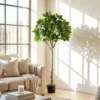 Kunstbaum Realistische Kunstpflanze mit 25 Üppige Zweigen & Stabiler Zementtopf 140 cm