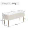 Kunstfell Schminkhocker mit Goldenen Beinen Ottomane für Eingangsbereich & Schlafzimmer Weiß