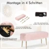 Kunstfell Schminkhocker Ottomane Sitzbank mit goldenen Beinen Sitzhocker Rosa 91 x 35,5 cm