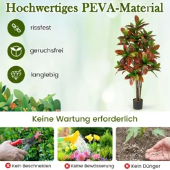 Kunstpflanze 150cm Künstliche Pflanze Kroton Palmenbaum mit bunten Blättern