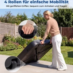 Kurbelschirmständer mit Rollen HDPE 105cm quadratisch füllbar für Garten Terrasse Poolbereich Schwarz