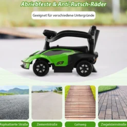 Lamborghini Rutschauto Rutschfahrzeug mit Schiebstange & Stauraum Schiebeauto mit Lenkrad Grün