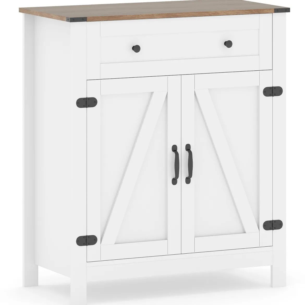 Landhaus-Sideboard mit Türen & Schublade & verstellbarem Regal Buffetschrank Küchenschrank
