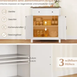 Landhaus-Sideboard mit Türen & Schublade & verstellbarem Regal Buffetschrank Küchenschrank