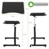 Laptoptisch Computertisch mit 4 Rollen Höhenverstellbar 95 x 52 x 70 - 107 cm Schwarz