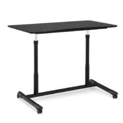 Laptoptisch Computertisch mit 4 Rollen Höhenverstellbar 95 x 52 x 70 - 107 cm Schwarz