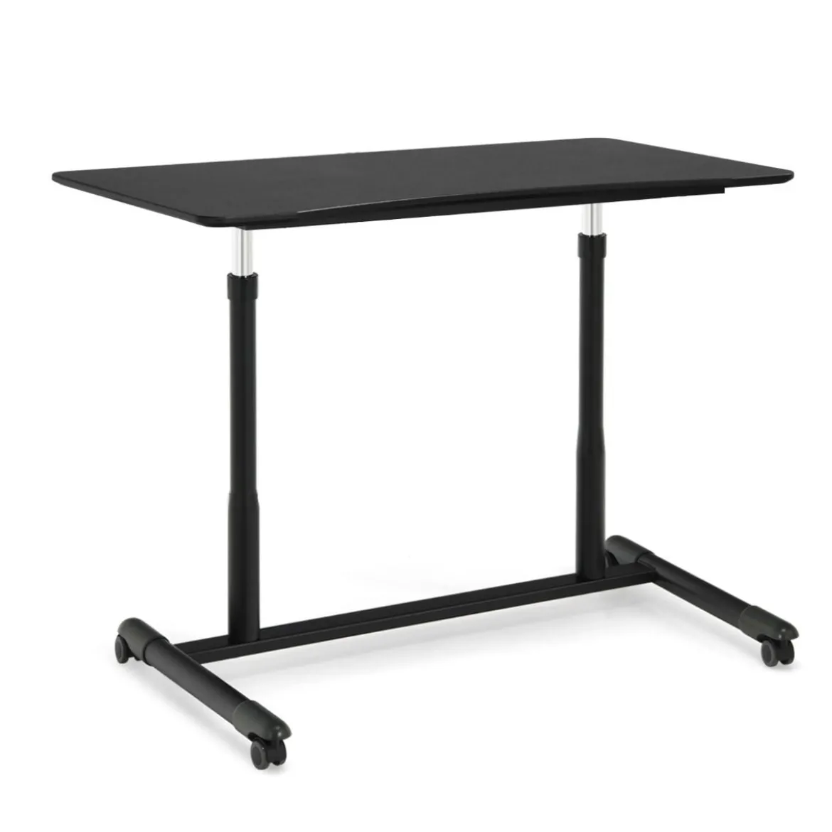Laptoptisch Computertisch mit 4 Rollen Höhenverstellbar 95 x 52 x 70 - 107 cm Schwarz