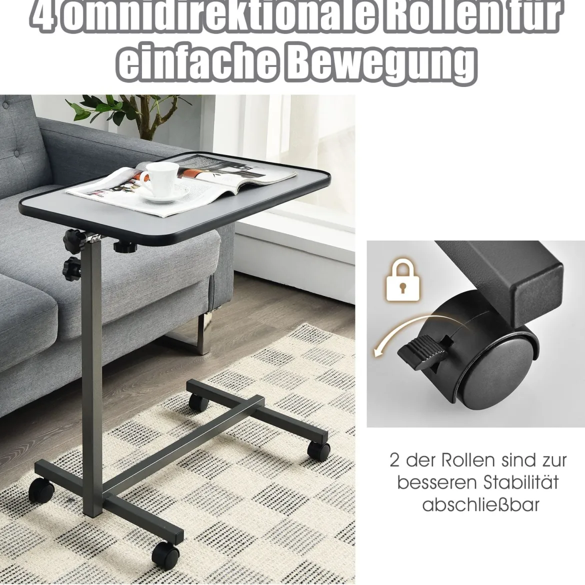 Laptoptisch Laptopständer Notebooktisch Ablagetisch Pflegetisch Beistelltisch Grau