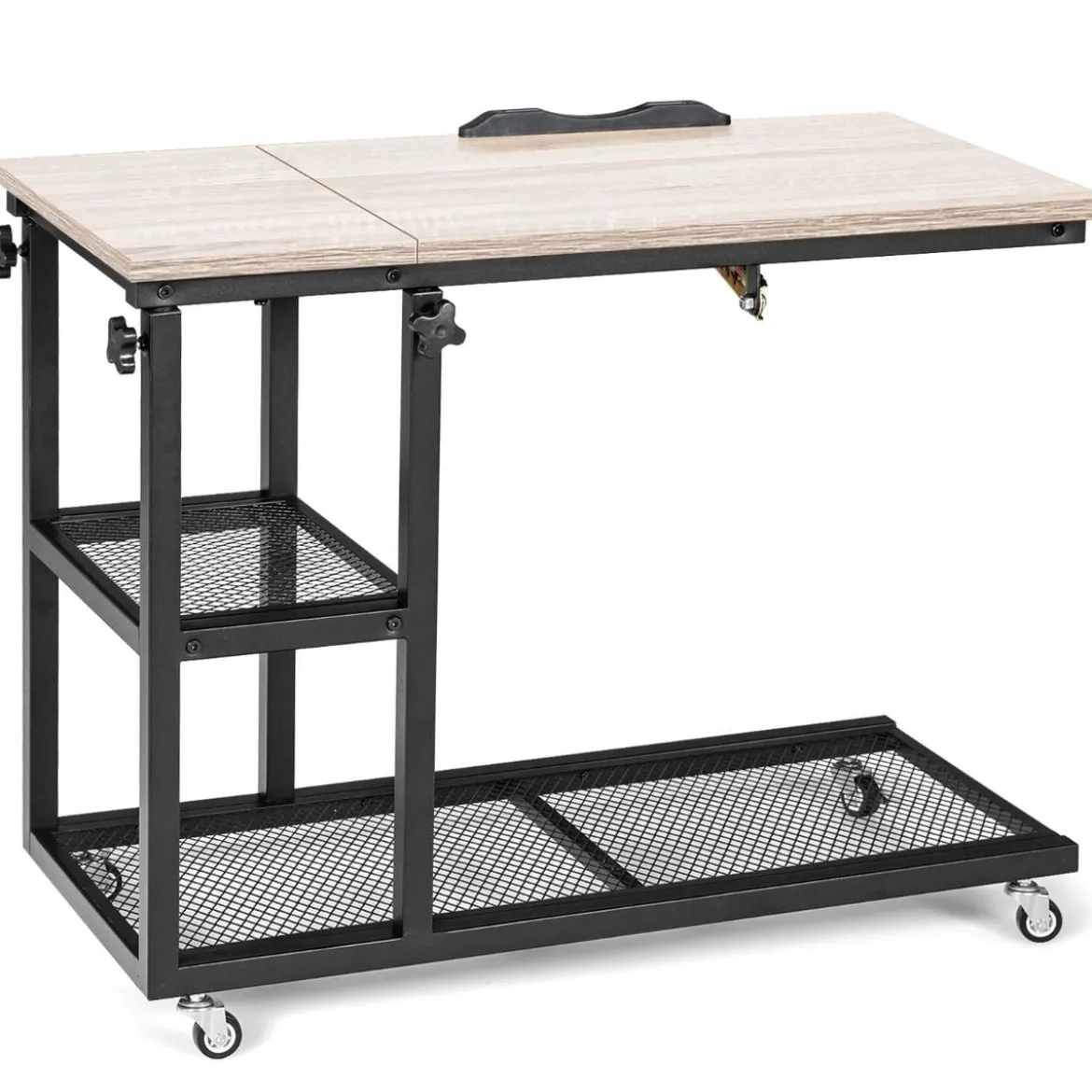 Laptoptisch mit Lagerung Beistelltisch mit Höhen- & Neigungsverstellbar 80 x 40 x 95 cm Natur