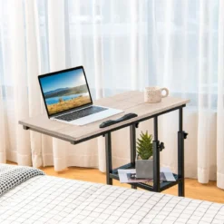 Laptoptisch mit Lagerung Beistelltisch mit Höhen- & Neigungsverstellbar 80 x 40 x 95 cm Natur