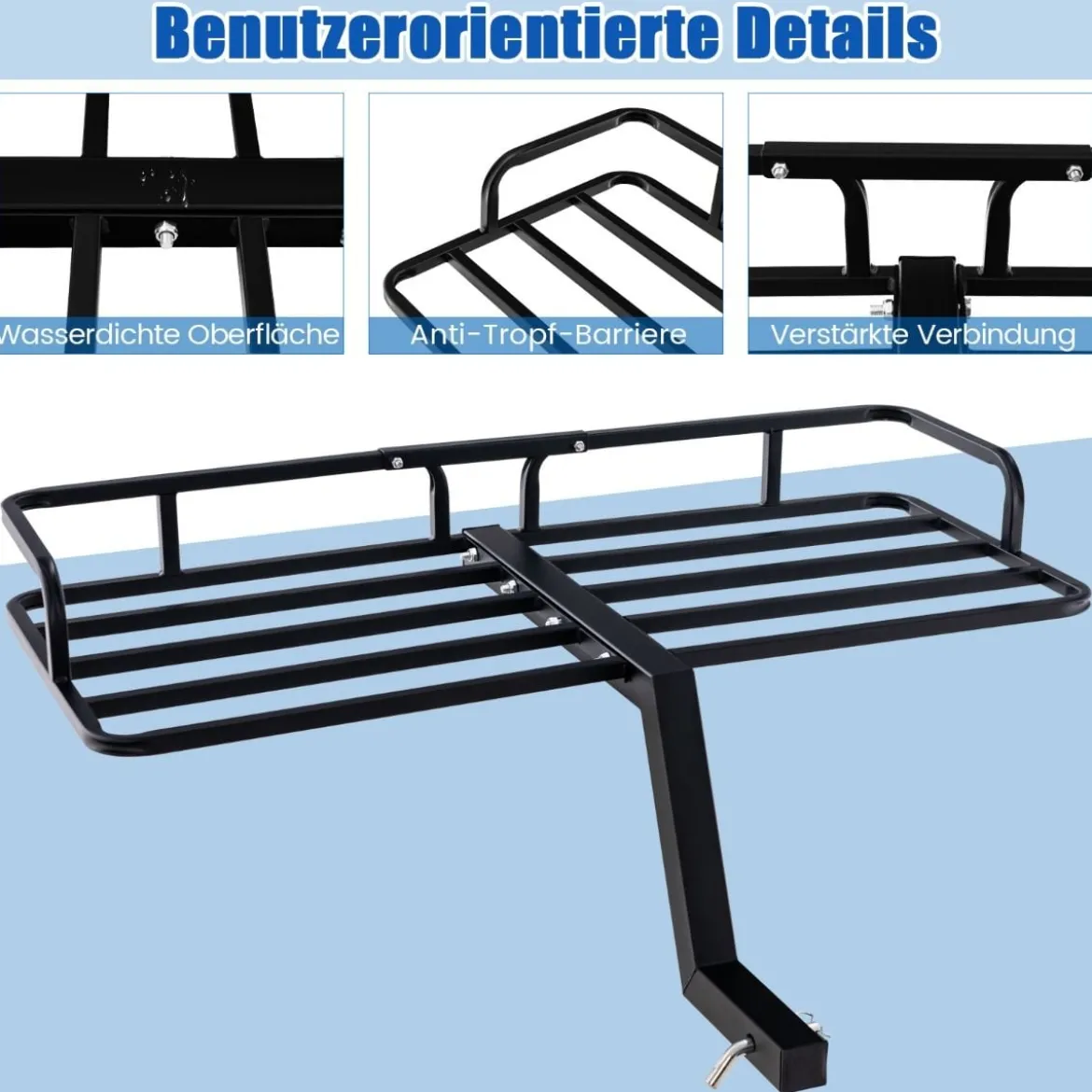 Lastenträger mit Metallkupplung & 250 kg Tragkraft Rostfreier Heckgepäckträger 120 x 50 x 14 cm