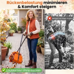 Laubgreifer mit 92 cm Langem Stiel Laubsammler mit Breite Kunststoff-Paddelgreifer & Ergonomischer Griff