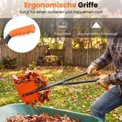 Laubgreifer mit 92 cm Langem Stiel Laubsammler mit Breite Kunststoff-Paddelgreifer & Ergonomischer Griff