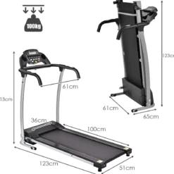 Laufband klappbares elektrisches Laufband leises Laufband 123 x 51 x 113 cm Schwarz
