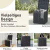 145 L Aufbewahrungsbox mit PP-Deckel & Rattanmuster Outdoor Aufbewahrungsbehälter Braun