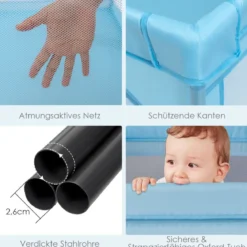 Laufgitter Baby Laufstall mit 50 Bällen & 2 Türen für Kinder 205 x 147 x 68 cm Grau