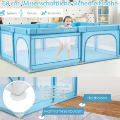 Laufgitter Baby Laufstall mit 50 Bällen & 2 Türen für Kinder 205 x 147 x 68 cm Grau