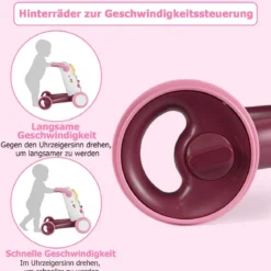 Lauflernwagen Baby Walker mit Musik & Licht Lauflernhilfe mit Formensortierer rotierende Zahnräder Rosa