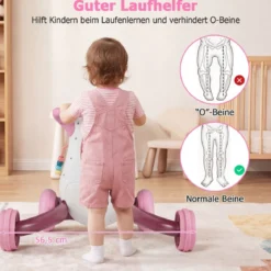 Lauflernwagen Baby Walker mit Musik & Licht Lauflernhilfe mit Formensortierer rotierende Zahnräder Rosa
