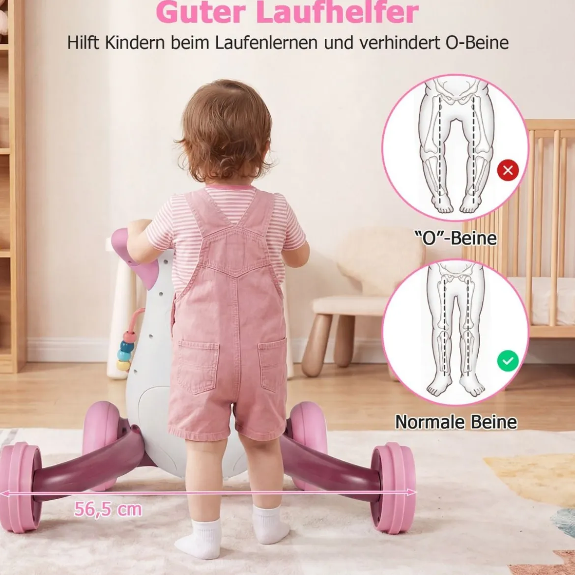 Lauflernwagen Baby Walker mit Musik & Licht Lauflernhilfe mit Formensortierer rotierende Zahnräder Rosa