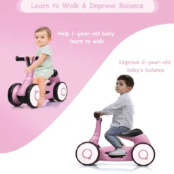 Laufrad Balance Fahrrad Balance Bike Kinderlaufrad Lauflernrad für Kinder Fahrrad Lernlaufrad ohne Pedal für Kinder 59x29x40cm Rosa