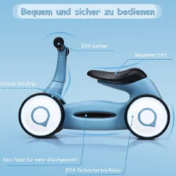 Laufrad Balance Fahrrad Balance Bike Kinderlaufrad Lauflernrad für Kinder Fahrrad Lernlaufrad ohne Pedal für Kinder 59x29x40cm Blau