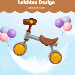 Laufrad Lauflernrad 4 Räder Kinderlaufrad ohne Pedal Balance Fahrrad für Kinder 18-36 Monate