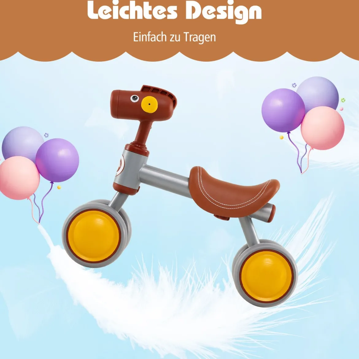 Laufrad Lauflernrad 4 Räder Kinderlaufrad ohne Pedal Balance Fahrrad für Kinder 18-36 Monate