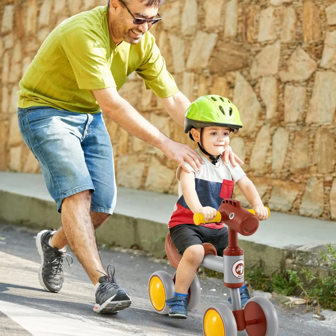 Laufrad Lauflernrad 4 Räder Kinderlaufrad ohne Pedal Balance Fahrrad für Kinder 18-36 Monate