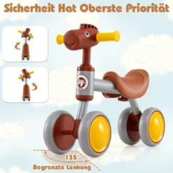 Laufrad Lauflernrad 4 Räder Kinderlaufrad ohne Pedal Balance Fahrrad für Kinder 18-36 Monate