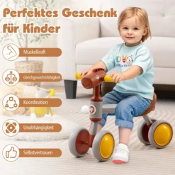 Laufrad Lauflernrad 4 Räder Kinderlaufrad ohne Pedal Balance Fahrrad für Kinder 18-36 Monate