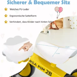 Laufrad mit 135-Grad-begrenzter Lenkung für Babys im Alter von 10–24 Monate Gelb