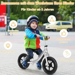 Laufrad mit verstellbarem Lenker & Sitz Balance Fahrrad ohne Pedal für 2-7 Jahre Jungen und Mädchen Silbern