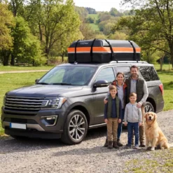 450L Auto Dachbox mit Anti-Rutsch-Matte & 6 Türhake & Schloss & Tragetasche Orange