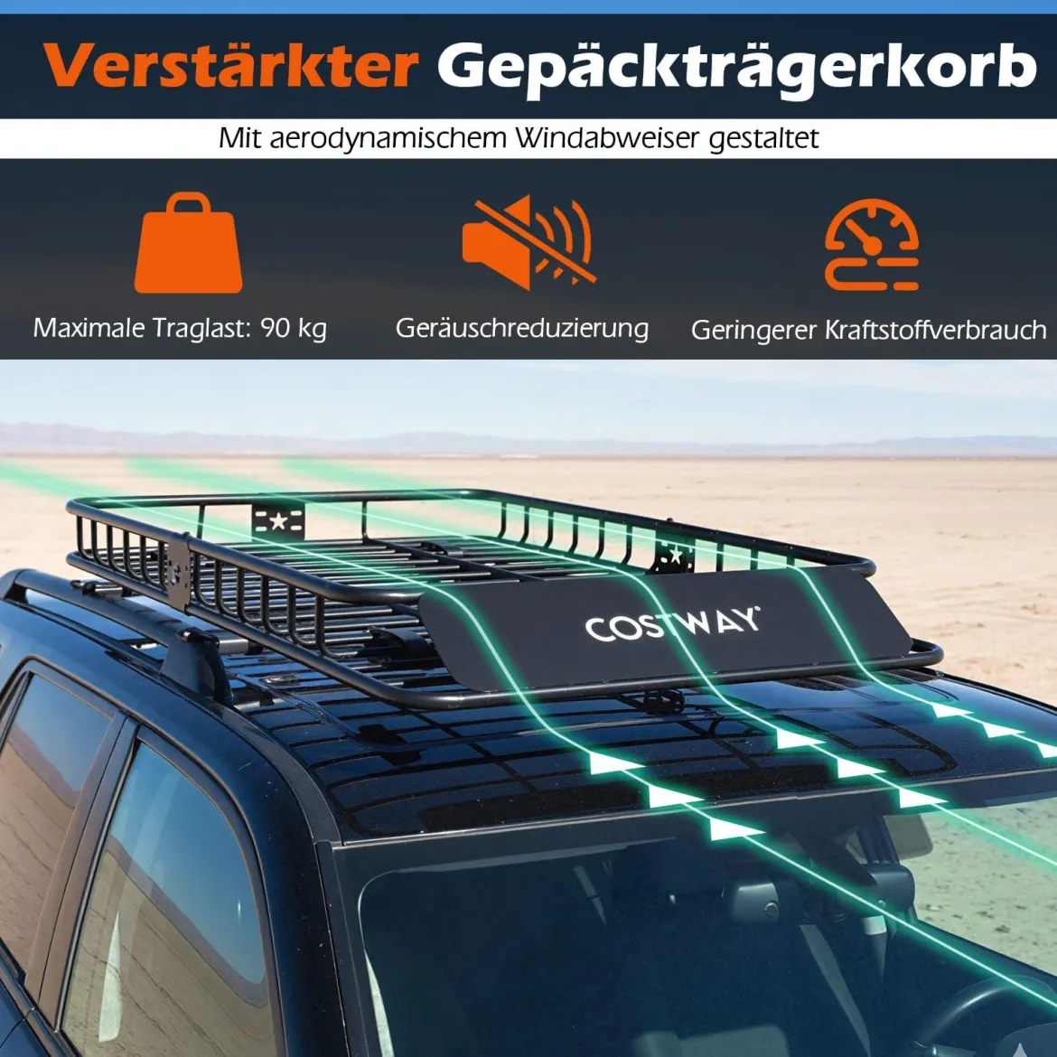 425 L Dachbox Auto mit Dachträger & 6 Türhaken & Tragetasche Wasserdichter Dachkoffer Orange