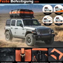425 L Dachbox Auto mit Dachträger & 6 Türhaken & Tragetasche Wasserdichter Dachkoffer Orange