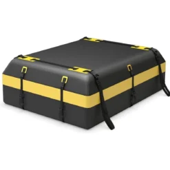 600L Dachbox für Auto mit 6 Türhaken & Zahlenschloss Rutschfester Matte & Tragetasche Dachkoffer Gelb
